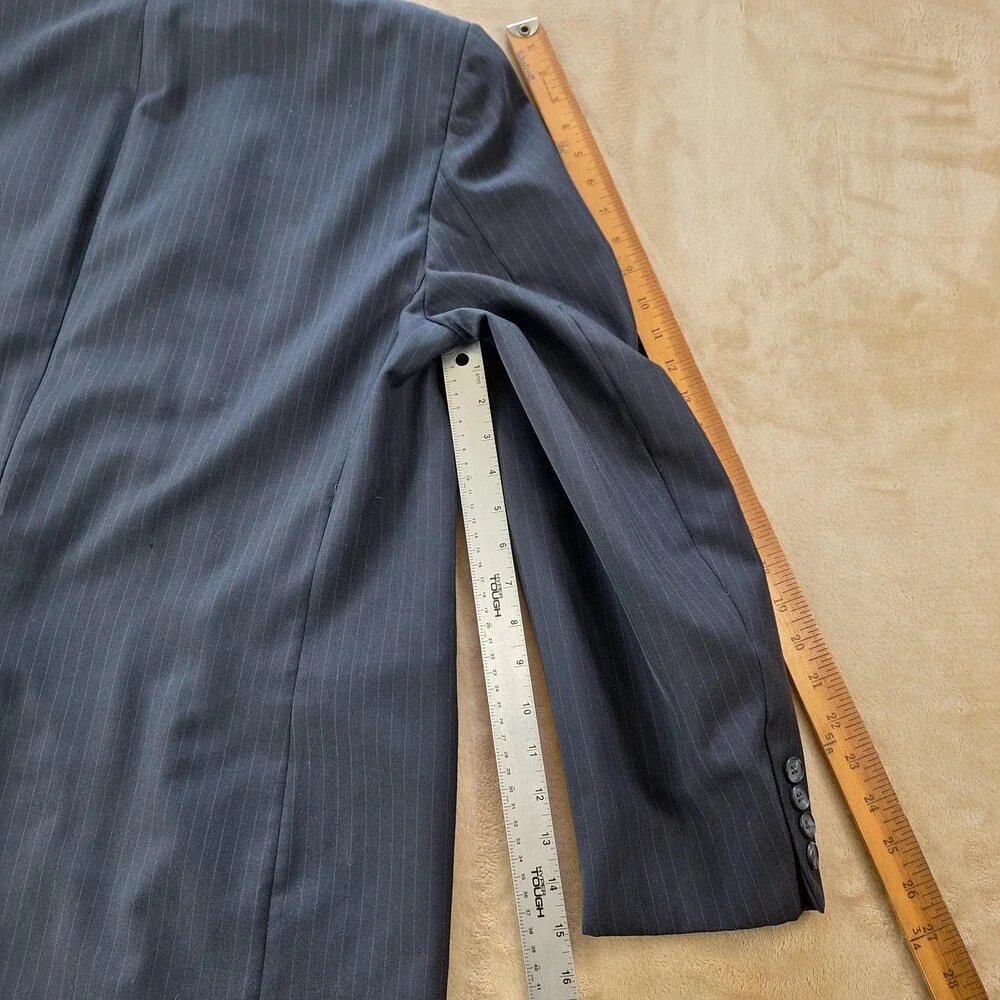 Vintage American Trend Suit Mens 50 41x28 Blue Stripe Single Vent 2 Btn 2 Piece